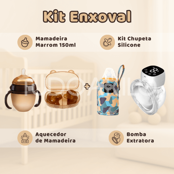 Kit Enxoval • Mamadeira + Chupeta Silicone + Aquecedor + Bomba Extratora tudoakilo