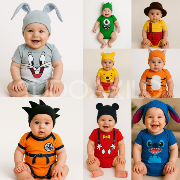 Body Bebê Temático Mêsversário • Kit 2 Peças tudoakilo