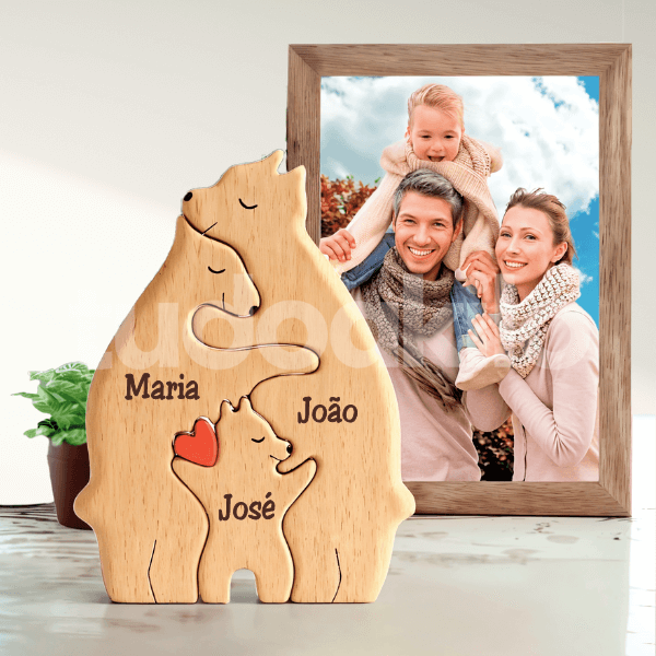Quebra Cabeça Família Urso • Decoração de Madeira