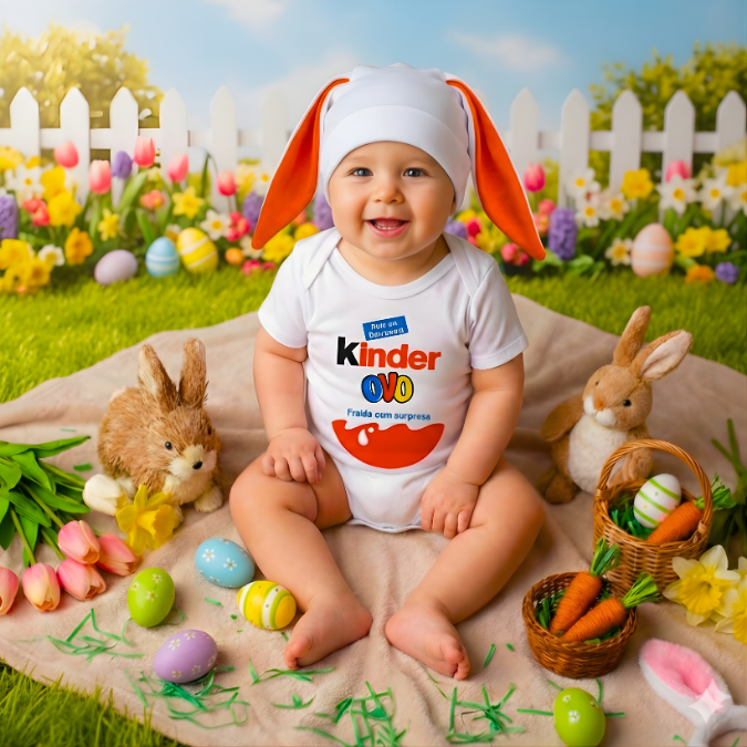 Body Bebê Temático Páscoa • Kit 2 Peças tudoakilo