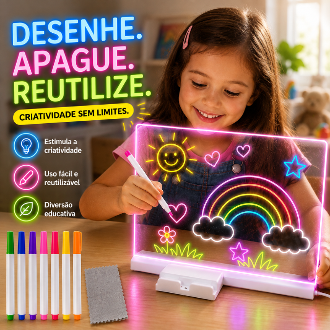 Quadro Mágico Led Neon Infantil tudoakilo