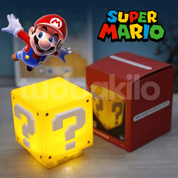 Luminária Super Mario Bloco Led Recarregável - tudoakilo