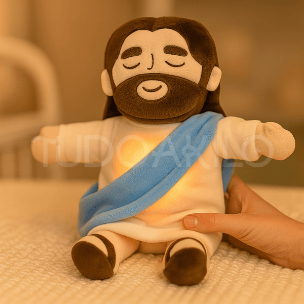 Pelúcia Menino Jesus que Respira e Acalma a Alma - tudoakilo