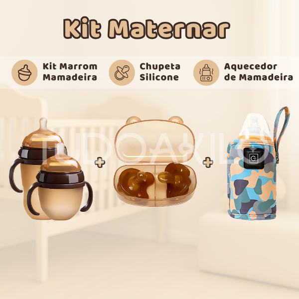 Kit Maternar • Mamadeira + Chupeta Silicone + Aquecedor Mamadeira  tudoakilo