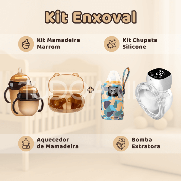 Kit Enxoval • Mamadeira + Chupeta Silicone + Aquecedor + Bomba Extratora  tudoakilo