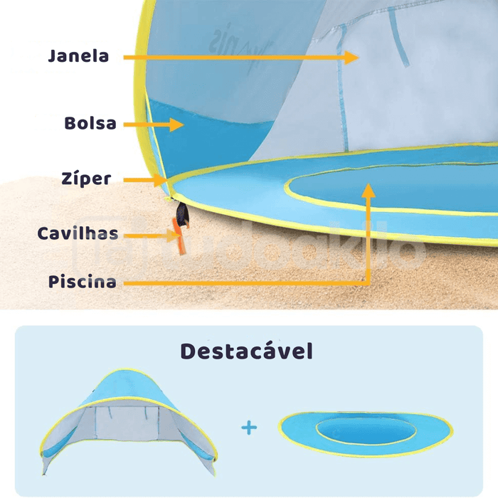 Barraca de Praia Infantil com Piscina e Proteção UV - tudoakilo