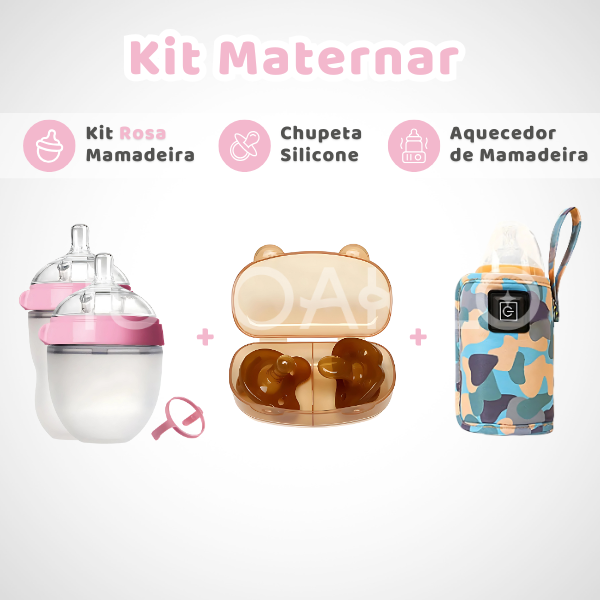 Kit Maternar • Mamadeira + Chupeta Silicone + Aquecedor Mamadeira  tudoakilo