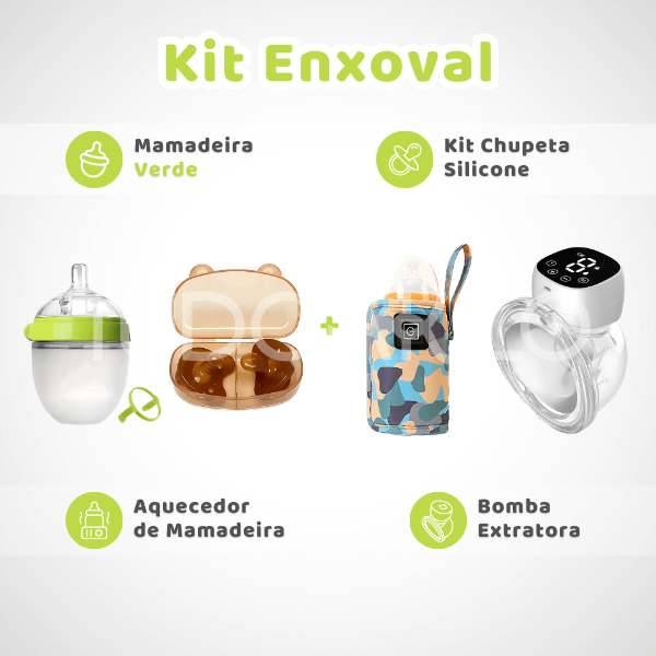 Kit Enxoval • Mamadeira + Chupeta Silicone + Aquecedor + Bomba Extratora  tudoakilo