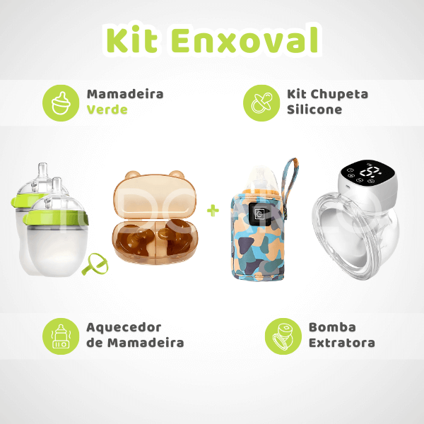 Kit Enxoval • Mamadeira + Chupeta Silicone + Aquecedor + Bomba Extratora  tudoakilo
