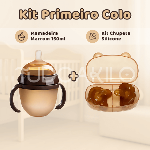 Kit Primeiro Colo • Mamadeira + Chupeta Silicone  tudoakilo