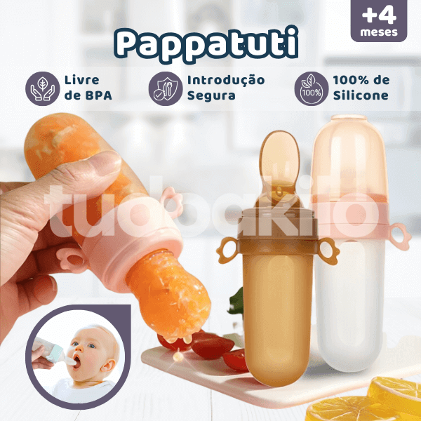 Kit Colher Dosadora e Porta-frutinha de Silicone • Pappatuti  tudoakilo