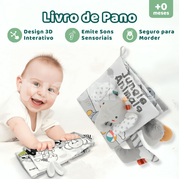 Livro de Pano Sensorial Animais - tudoakilo