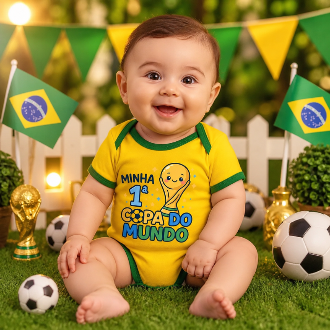 Body Bebê Copa do Mundo Minha Primeira Copa  tudoakilo