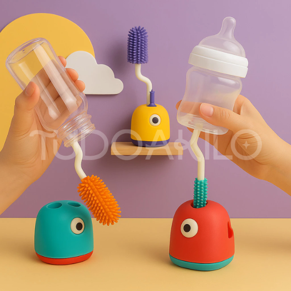 Escova de Mamadeira em Silicone • Kit 4 Peças  tudoakilo