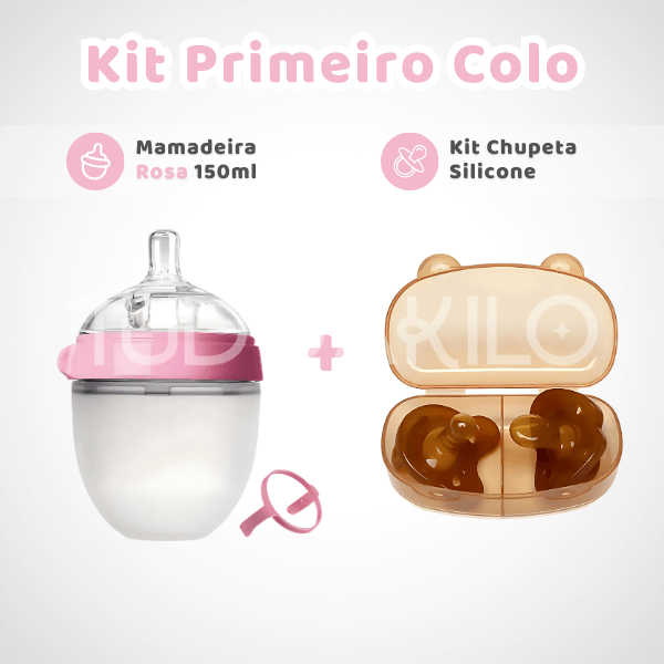 Kit Primeiro Colo • Mamadeira + Chupeta Silicone  tudoakilo