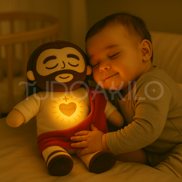 Pelúcia Menino Jesus que Respira e Acalma a Alma - tudoakilo