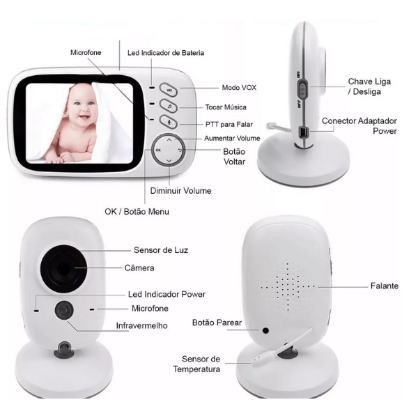 Babá Eletrônica Sem Fio Visão Noturna - tudoakilo