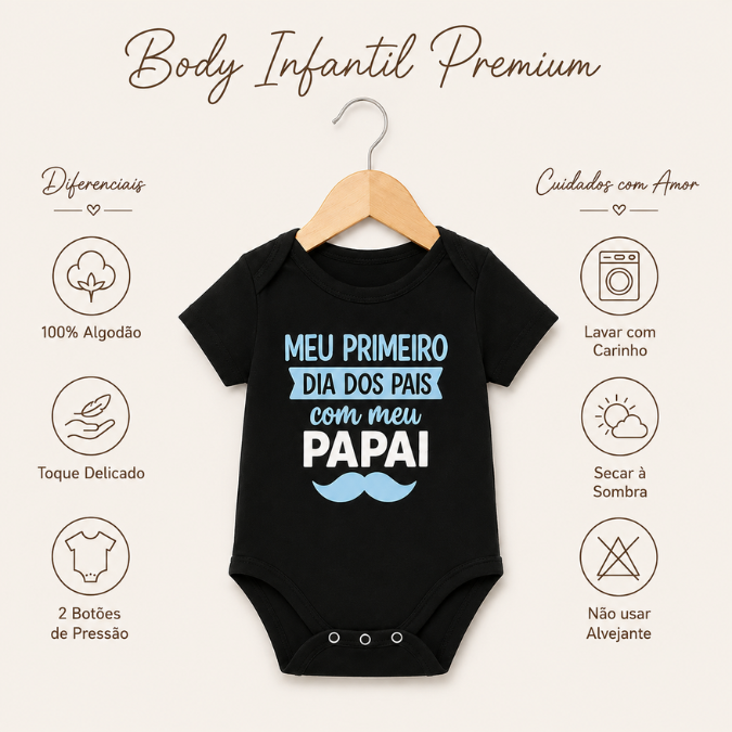 Body Bebê Temático Dia dos Pais • Kit 3 Peças  tudoakilo