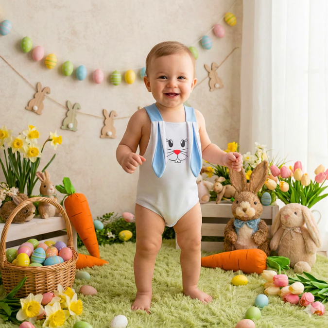 Body Jardineira Bebê Temático Páscoa • Kit 3/2 Peças  tudoakilo