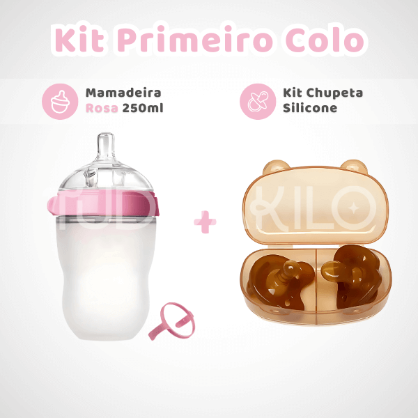 Kit Primeiro Colo • Mamadeira + Chupeta Silicone  tudoakilo