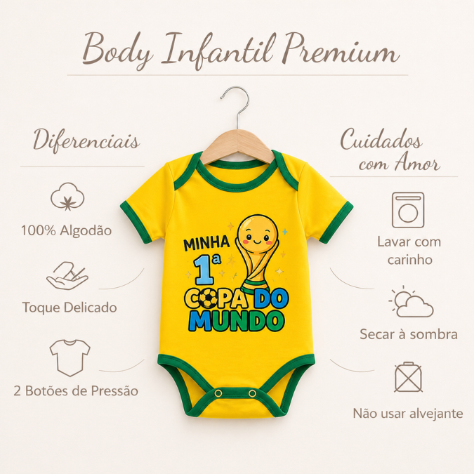 Body Bebê Copa do Mundo Minha Primeira Copa  tudoakilo