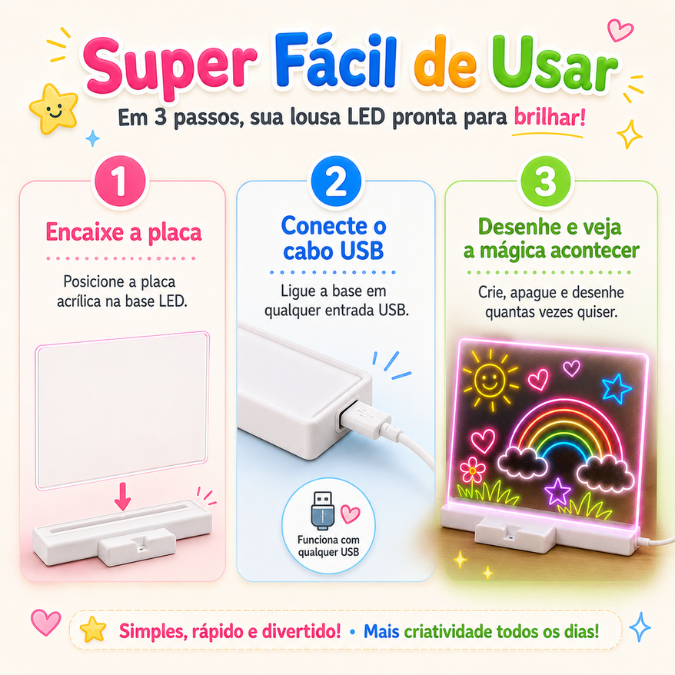 Quadro Mágico Led Neon Infantil  tudoakilo