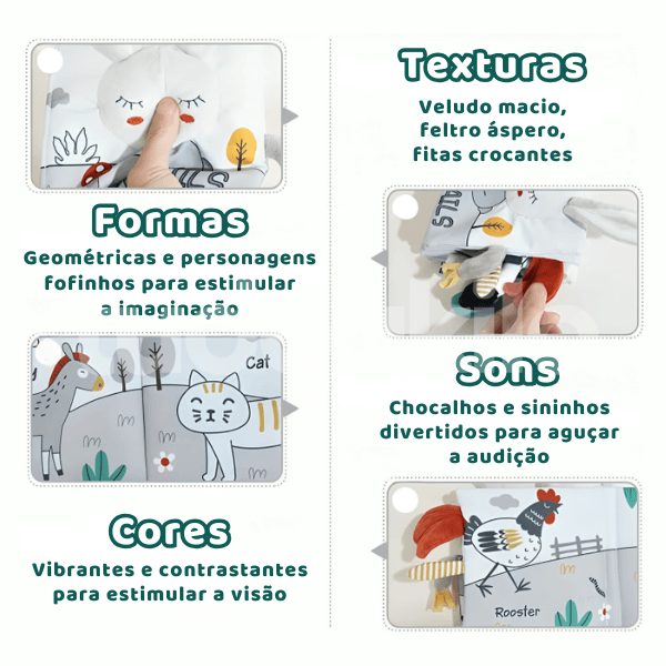 Livro de Pano Sensorial Animais - tudoakilo