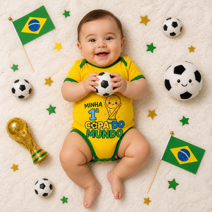 Body Bebê Copa do Mundo Minha Primeira Copa  tudoakilo