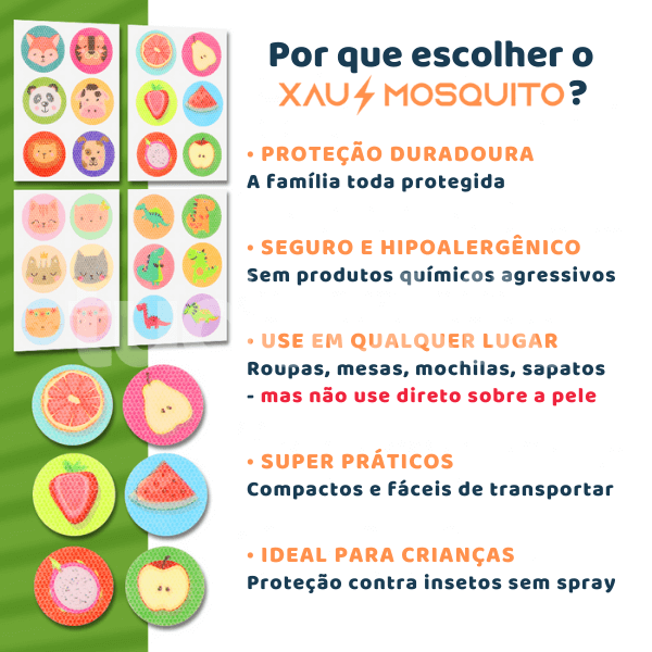 Kit 240 Adesivos Repelente 100% Natural • XAU MOSQUITO - tudoakilo