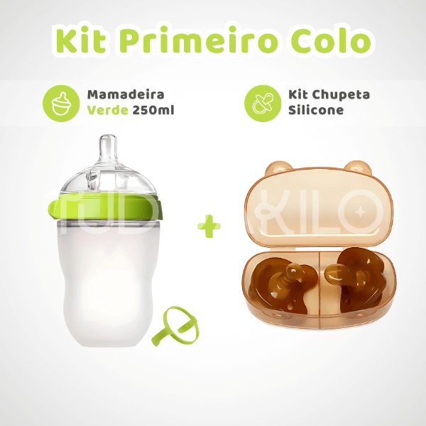 Kit Primeiro Colo • Mamadeira + Chupeta Silicone  tudoakilo