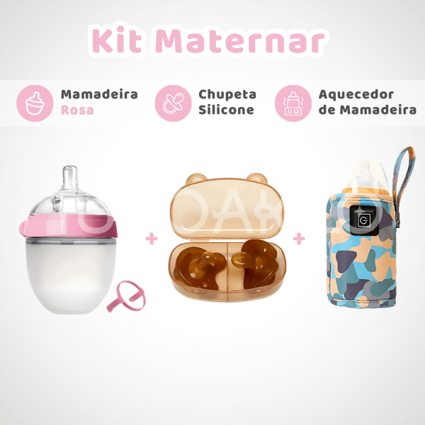 Kit Maternar • Mamadeira + Chupeta Silicone + Aquecedor Mamadeira  tudoakilo