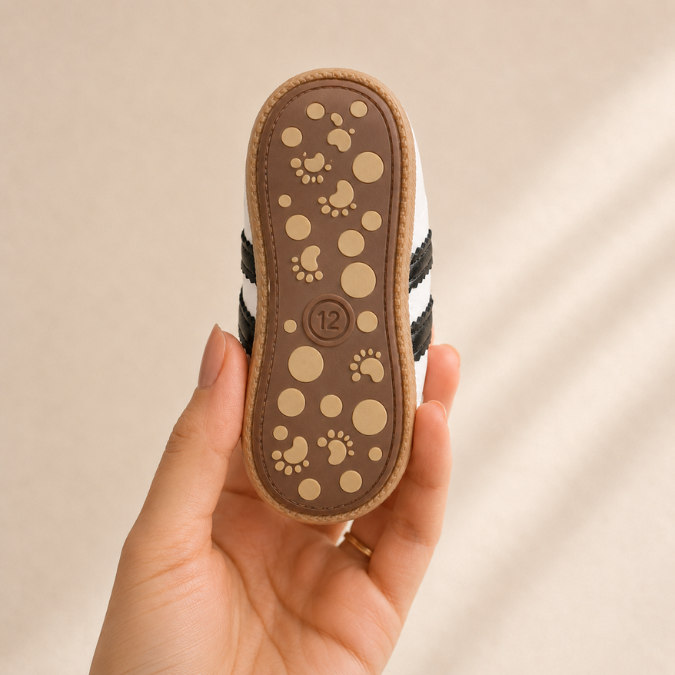 Sapatinho Bebê Sambinha Velcro Antiderrapante, detalhe da sola antiderrapante