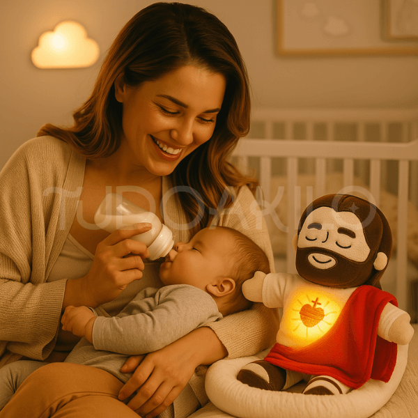 Pelúcia Menino Jesus que Respira e Acalma a Alma - tudoakilo