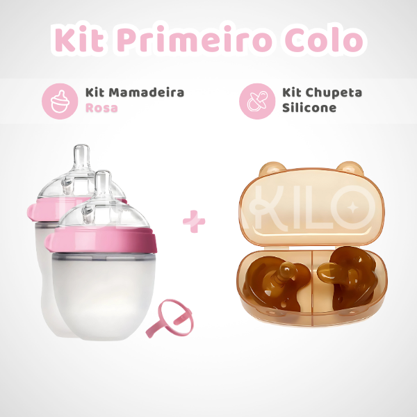 Kit Primeiro Colo • Mamadeira + Chupeta Silicone  tudoakilo