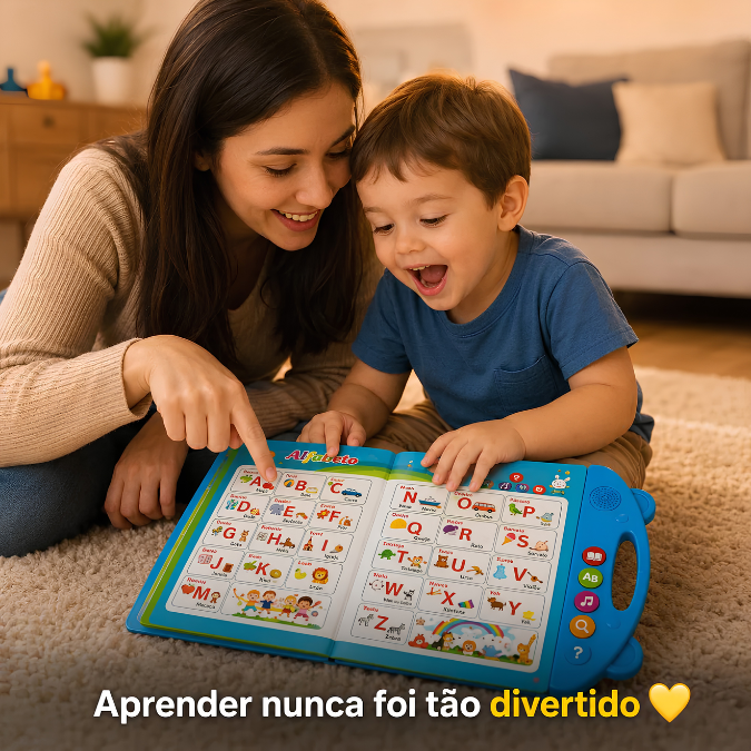 Livro Infantil Interativo Bilíngue Falante • Português e Inglês  tudoakilo