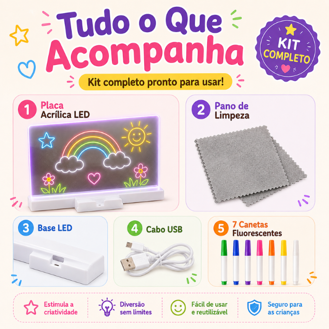 Quadro Mágico Led Neon Infantil  tudoakilo