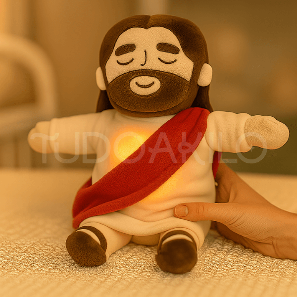 Pelúcia Menino Jesus que Respira e Acalma a Alma - tudoakilo