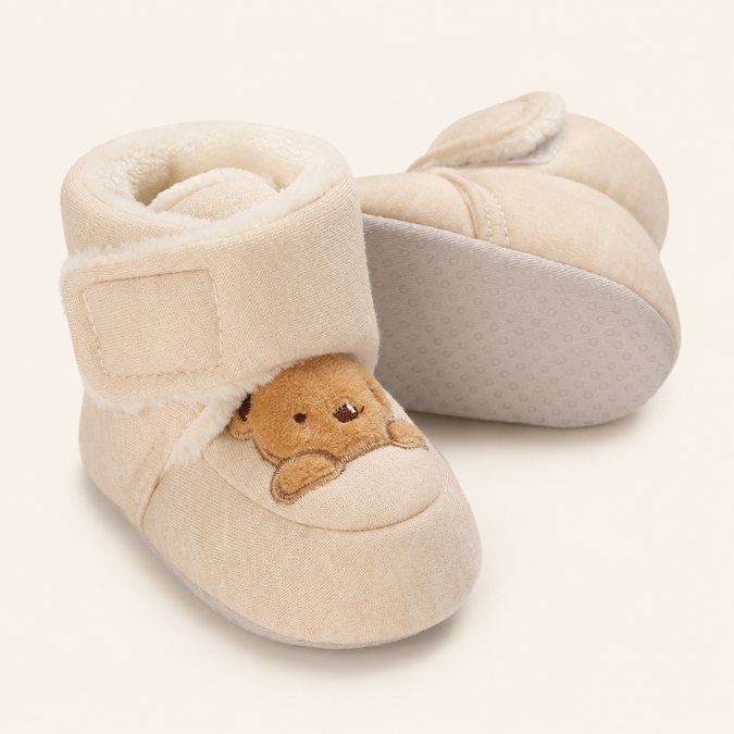 Botinha de Bebê Quentinha Pelúcia Ursinho  tudoakilo