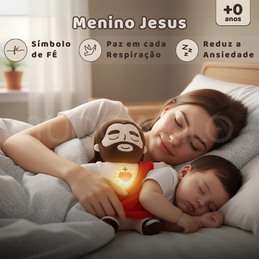 Pelúcia Menino Jesus que Respira e Acalma a Alma  tudoakilo