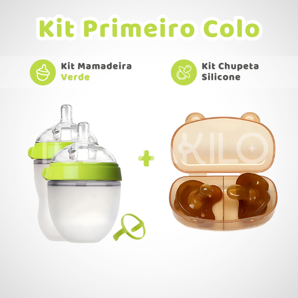 Kit Primeiro Colo • Mamadeira + Chupeta Silicone  tudoakilo