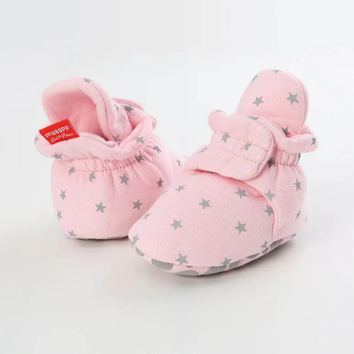 Botinha Pantufa de Bebê Estrelinha cor cinza, detalhe da gola