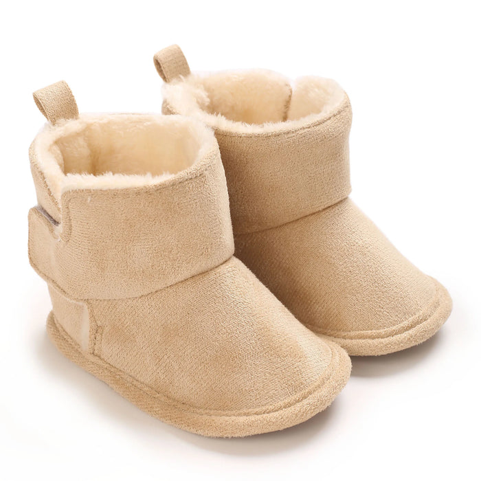 Botinha de Bebê Quentinha Pelúcia Montanha cor creme, par completo