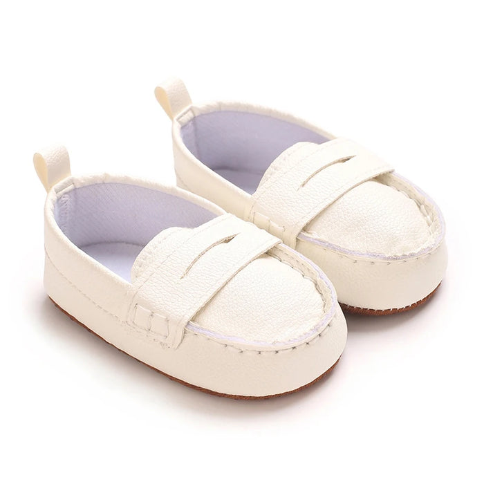 Sapatinho de Bebê Antiderrapante Mocassim Slip-On cor off-white, par completo