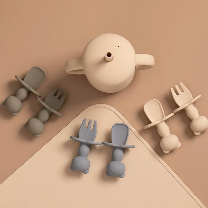 Kit Talheres Silicone Com Limitador - tudoakilo