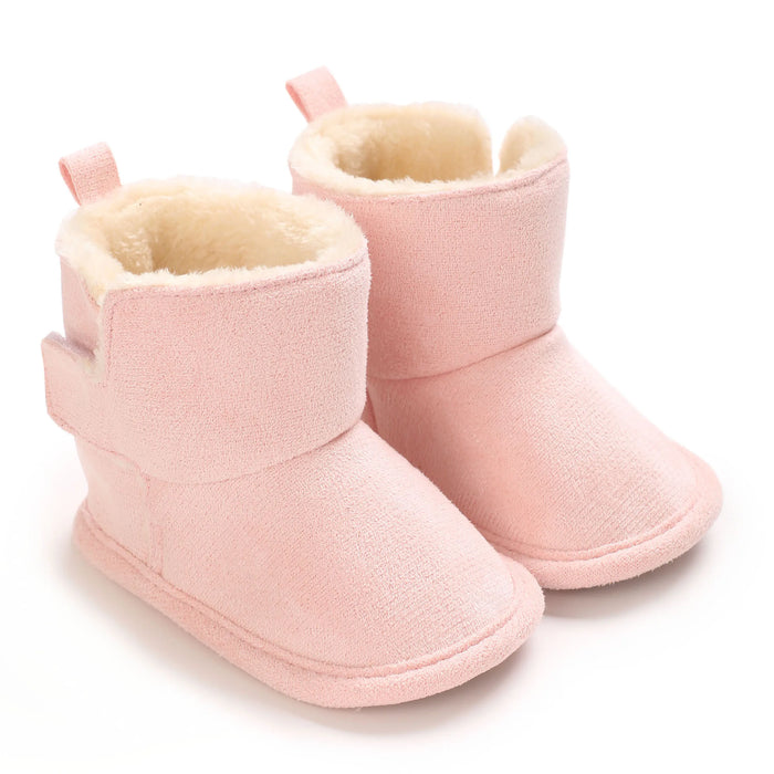 Botinha de Bebê Quentinha Pelúcia Montanha cor rosa, par completo