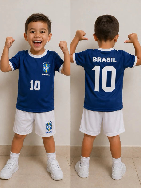 Conjunto Brasil Copa Infantil Criança Menino  Dry fit 2 ao 12 Anos.  tudoakilo