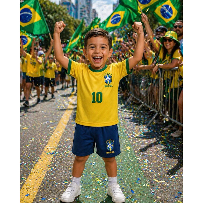 Conjunto Brasil Copa Infantil Criança Menino  Dry fit 2 ao 12 Anos.  tudoakilo