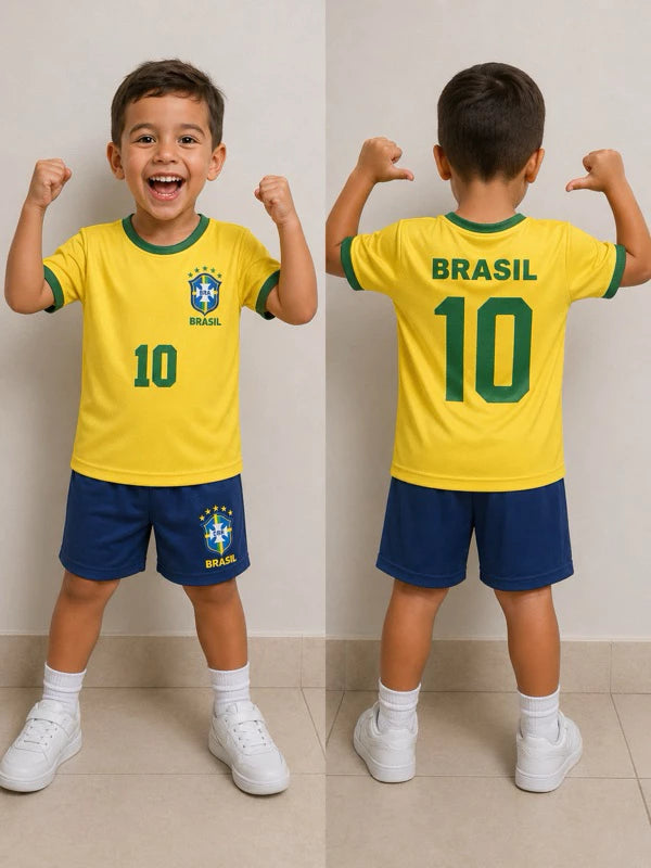 Conjunto Brasil Copa Infantil Criança Menino  Dry fit 2 ao 12 Anos.  tudoakilo
