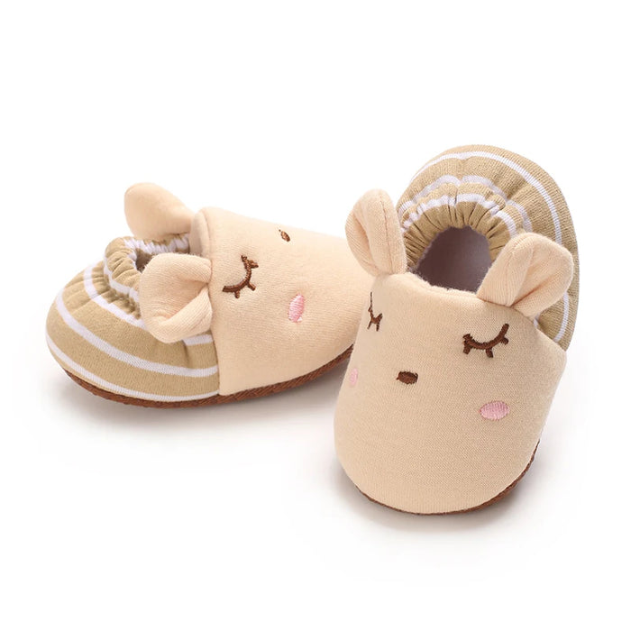 Sapatinho de Bebê Pantufa Antiderrapante Bichinhos, modelo Coelho Rosa