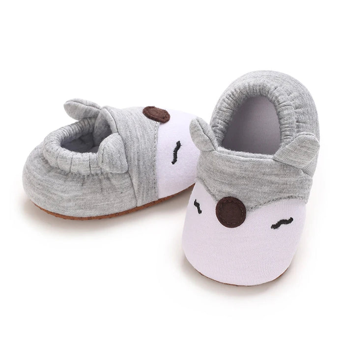 Sapatinho de Bebê Pantufa Antiderrapante Bichinhos, modelo Coelho Creme
